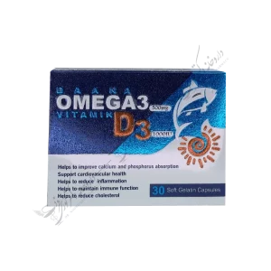 امگا3 500 میلی گرم و ویتامین د3 1000 واحد 30 کپسول ژلاتینی نرم-Omega 3 500mg Vitamin D3n1000IU 30 Softgels