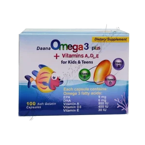 امگا 3 پلاس+ ویتامین های آ، د3 و ای برای کودکان و نوجوانان 100 کپسول ژلاتینی نرم-Omega 3 Plus for Kids & Teens