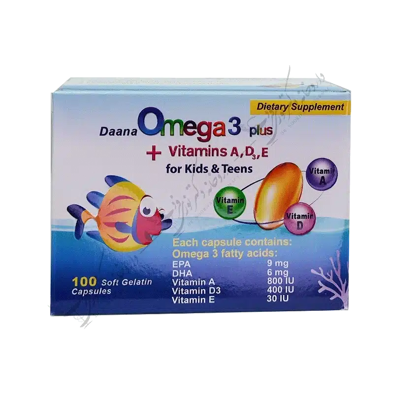 امگا 3 پلاس+ ویتامین های آ، د3 و ای برای کودکان و نوجوانان 100 کپسول ژلاتینی نرم-Omega 3 Plus for Kids & Teens