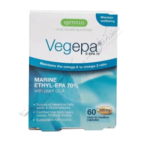 وجپا کپسول نرم 500 میلی گرم-Vegepa Marine Ethyl EPA 70% 60 500mg Capsules