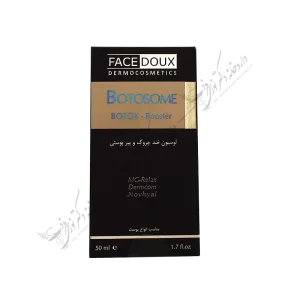 لوسیون ضد چروک بوتوزوم فیس دوکس 50 میلی لیتر 1 ویژگی های لوسیون ضد چروک بوتوزوم برقراری اتصال بین لایه‌های درم و اپیدرم پوست و تحریک بازسازی و سنتز کلاژن احیای مجدد ارتباطات سلولی کاهش یافته بر اثر افزایش سن استحکام و ترمیم سد دفاعی پوست و بازسازی درمیس بهره گیری از ترکیبات لیپوزومال طبیعی دارای اثرات ضد چروک و پیر پوستی کاهش چروک و خطوط چهره تقویت اثرات تزریق بوتاکس مخصوص صورت و گردن