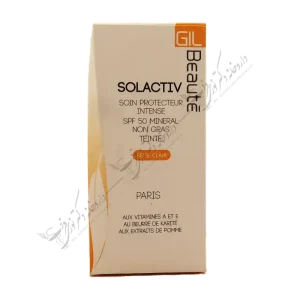 کرم ضد آفتاب ژیل بوته مدل Solactive حجم 50 میلی لیتر 1 ویژگی های کرم ضد آفتاب رنگی مینرال SPF۵۰ ژیل بوته محافظت از پوست در برابر اشعه‌های مضر خورشید ضد چین و چروک و پیری پوست حاوی عصاره گل ختمی مینرال و فاقد چربی حاوی ویتامین F ضد آفتاب رنگی دارای SPF۵۰