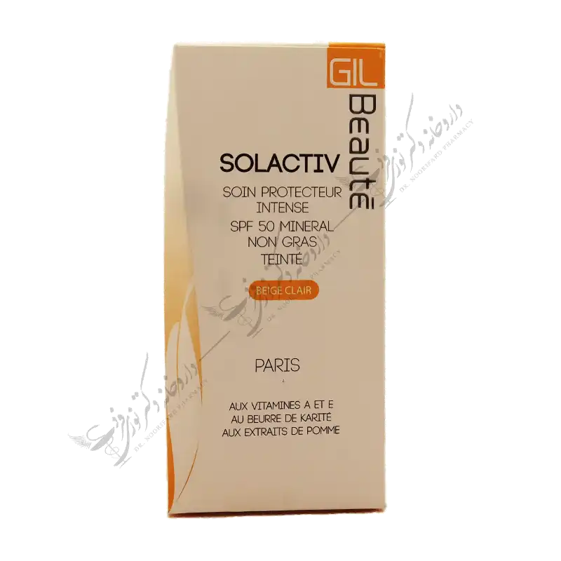 کرم ضد آفتاب ژیل بوته مدل Solactive حجم 50 میلی لیتر 1 ویژگی های کرم ضد آفتاب رنگی مینرال SPF۵۰ ژیل بوته محافظت از پوست در برابر اشعه‌های مضر خورشید ضد چین و چروک و پیری پوست حاوی عصاره گل ختمی مینرال و فاقد چربی حاوی ویتامین F ضد آفتاب رنگی دارای SPF۵۰