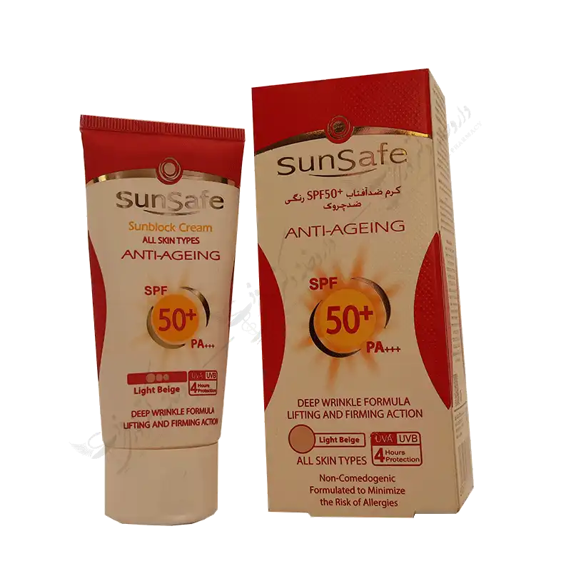 کرم ضد آفتاب SPF35 لایت بژ فاقد چربی سان سیف مناسب پوست های چرب و آکنه ای ۵۰ میلی لیتر 1 هماهنگ با رنگ طبیعی پوست بدون ایجاد چربی اضافی بر روی پوست حفاظت کامل و طولانی مدت در برابر تابش های UVB و UVA پایدار در برابر تعریق و شستشو، مقاوم در برابر آلودگی هوا فاقد چربی، مناسب برای پوست‌های چرب و آکنه ای کمک به درمان موثر جوش‌های صورت سبورگولاتور و مات‌کننده سطح پوست تنظیم‌کننده ترشح غدد چربی پوست ایجاد لایه‌ای کرم پودری و یکنواخت